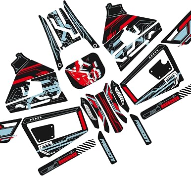 MC MOTOPARTS Wrap Fairing Graphics Kit Decal Sticker Glossy Black Red Robot Compatible with Razor MX350 MX400 New Model