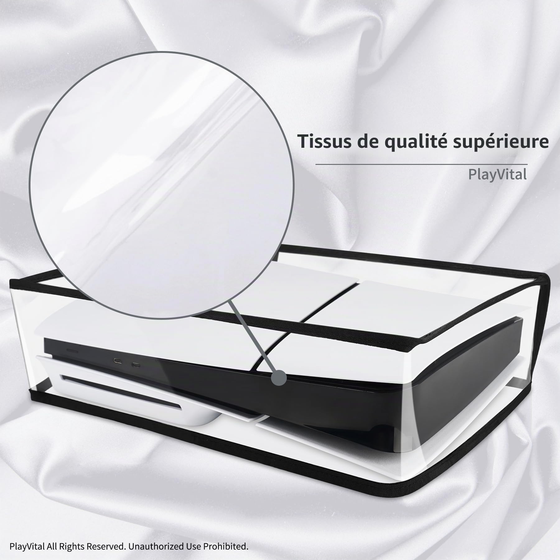 PlayVital Housse Anti-Poussière pour ps5 Slim Standard Console,Accessoire Protection pour ps5 Slim Cache-Poussière Dust Cover,Disc Edition-Horizontal,Transparent