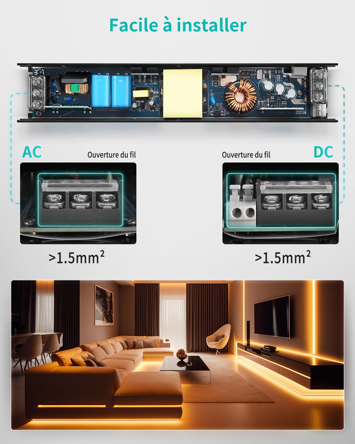 REYLAX Transformateur LED 24V 200W 8.3A Dimmable 0/1-10V TRIAC Gradable Bloc Alimentation Tension Constante Driver LED