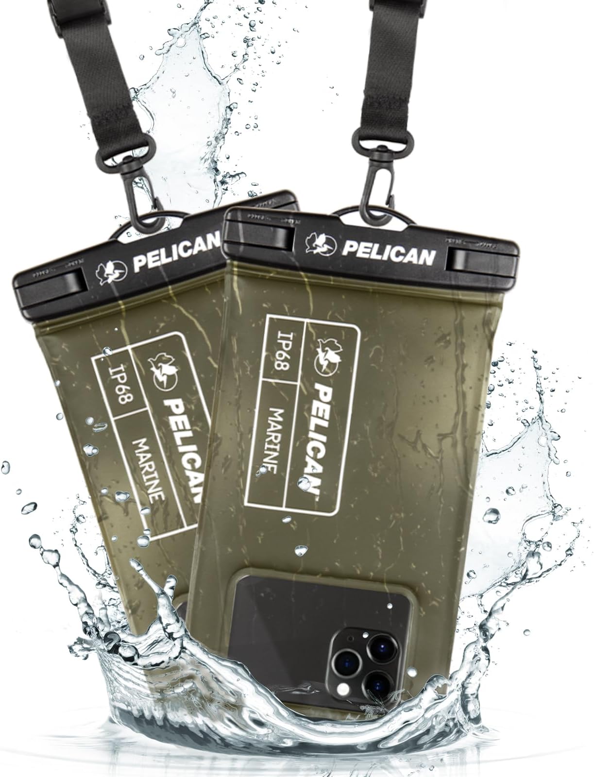Amazon.co.jp 【Pelican】 IP68 (防塵防水規格最高等級) スマホ 防水ポーチ 2個セット ノーマルサイズ 〔最大 6