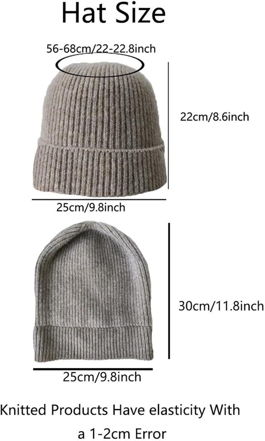 Unisex Slouchy Cozy Casual Stretchy Beanie Hat - Winter Warm Soft Solid Color Knitted Cap for Skiing/Hiking/Skating