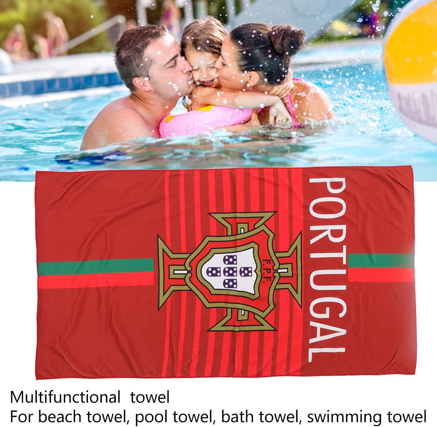 RiToEasysports Beach Towel, National Team Sign Country Flag Bath Towel 140x72cm (Portugal)