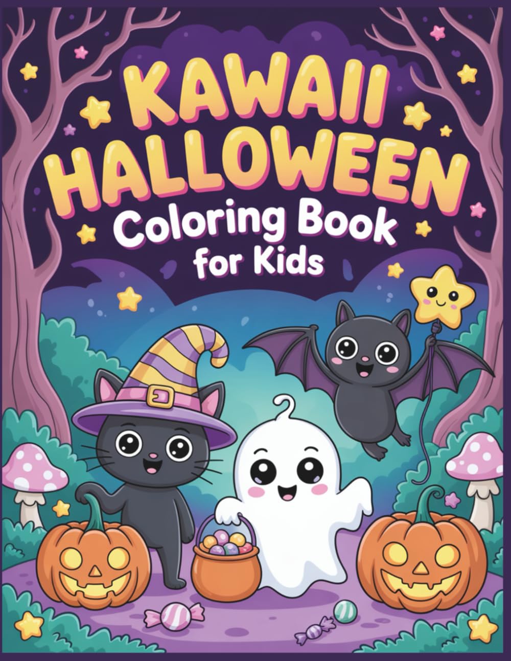 KAWAII HALLOWEEN Coloring Book for Kids: Cute, Fun & Spooky!
