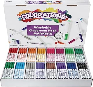 Colorations Washable Markers, Set of 256, 16 Colors, Non-Toxic, Bulk Art...