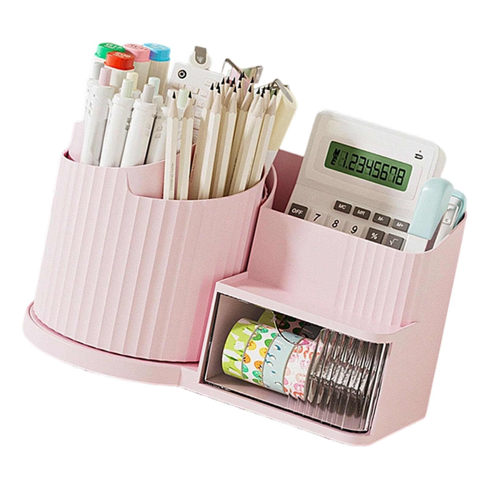 Kaeltsyn Portable Rotating Box Featuring Clear View for Cosmetics and School Supplies ABS Storage