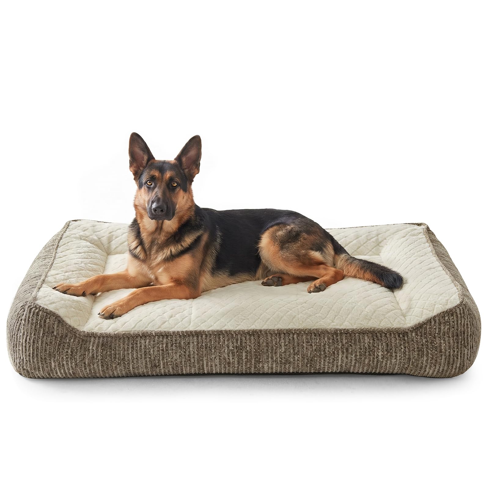JOEJOY Cuccia ortopedica per cani di taglia grande, in memory foam, con supporto rimovibile e lavabile, in morbido peluche Sherpa, extra spesso, antiscivolo, 122 x 89 x 25 cm