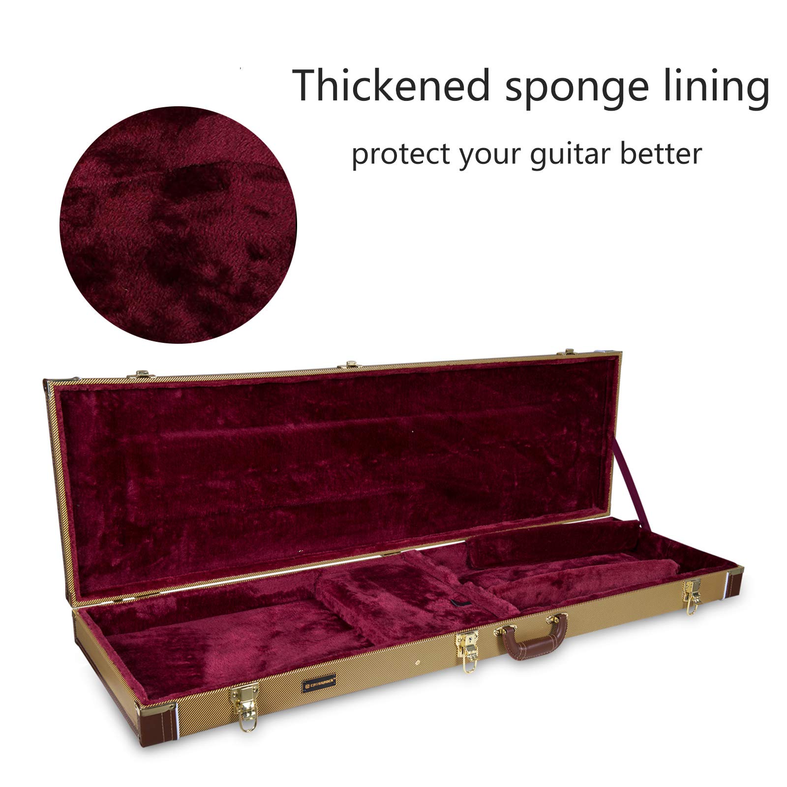 Crossrock CRW620E E-Gitarren-Holzkoffer für Telecaster & Stratocaster – Vinyl Tweed