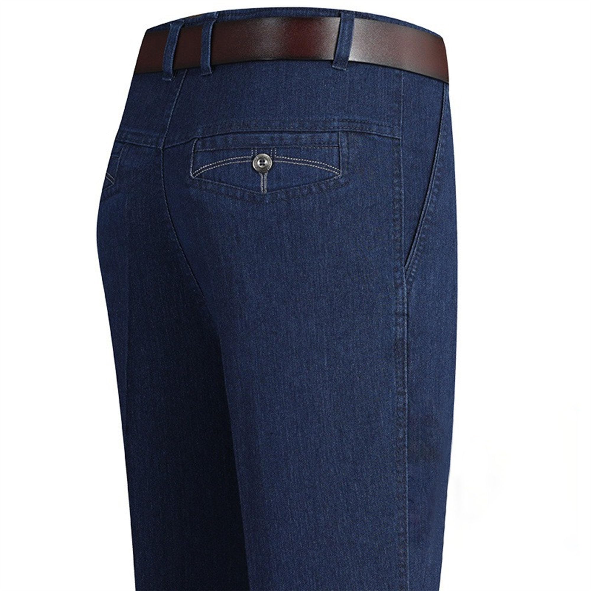 Pantaloni da uomo oversize casual in denim elasticizzato gamba dritta da uomo retrò casual larghi jeans durevoli
