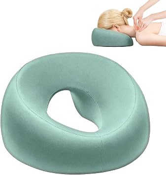 Massage Headrest for the Bed, Face Down Pillow, Ergonomic Massage Face Pillow Face Cushion for Beauty Salon Spa School Home and Office (Green)