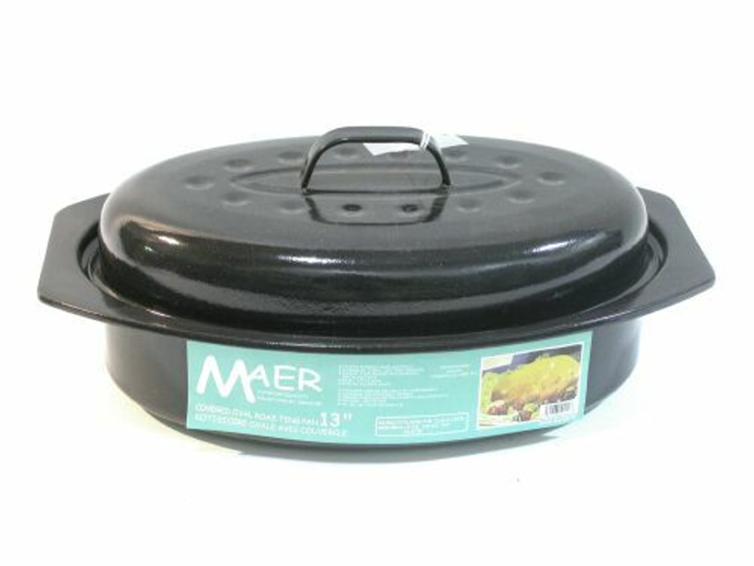 Maer Enamel 13-inch Oval Roaster With Lid
