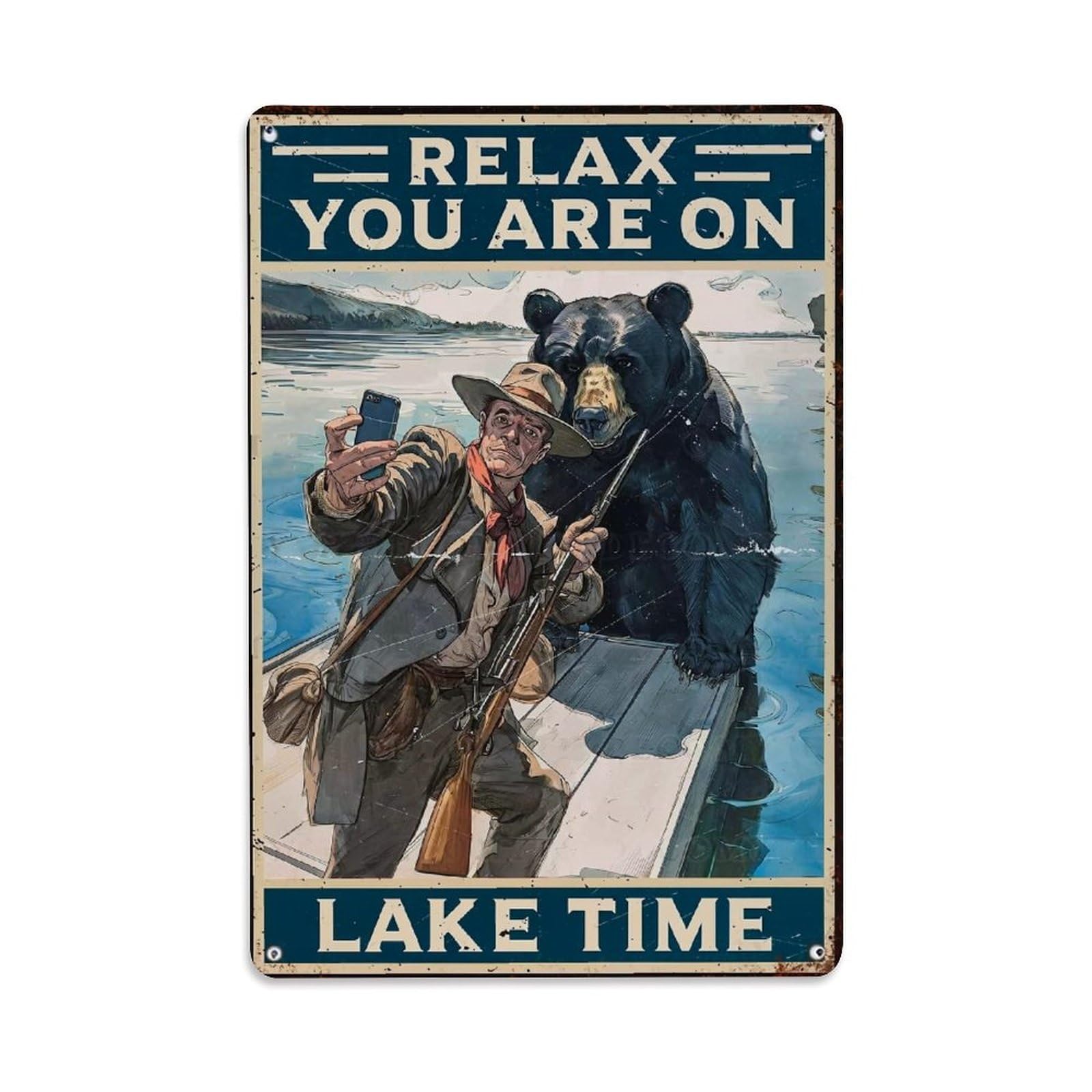 Jdfenggu Vintage Relax You Are On Lake Time Retro Metal Tin Sign, Decor Art Poster For Bar, Home, Man Cave, Kitchen, Laundry Room Gift 8X12inch