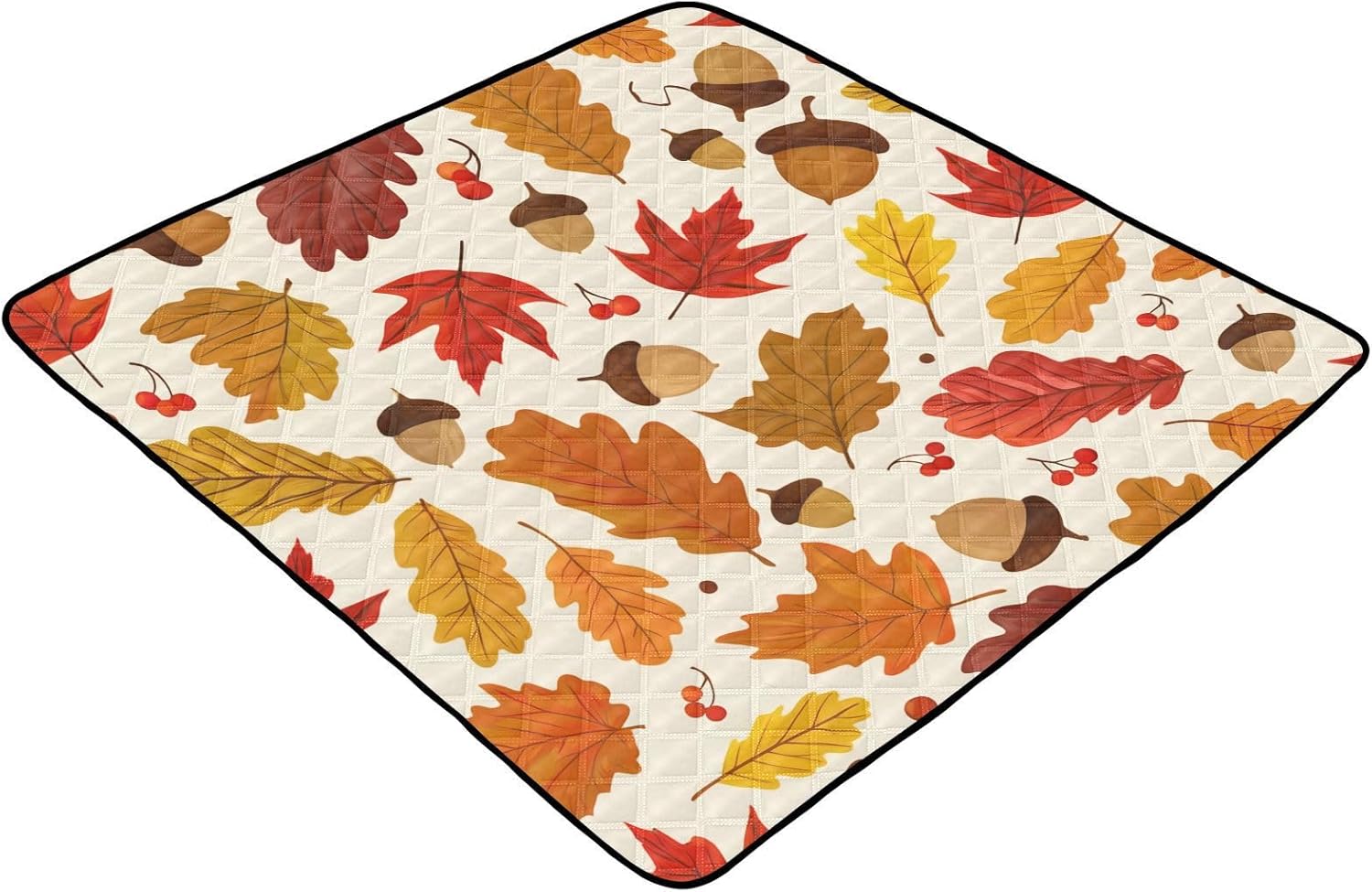Doodle Acorns & Leaves Baby Play Mat, 50“ X 50” Washable Folding Crawling Mat, Baby Floor Mat, Soft, Non-Slip