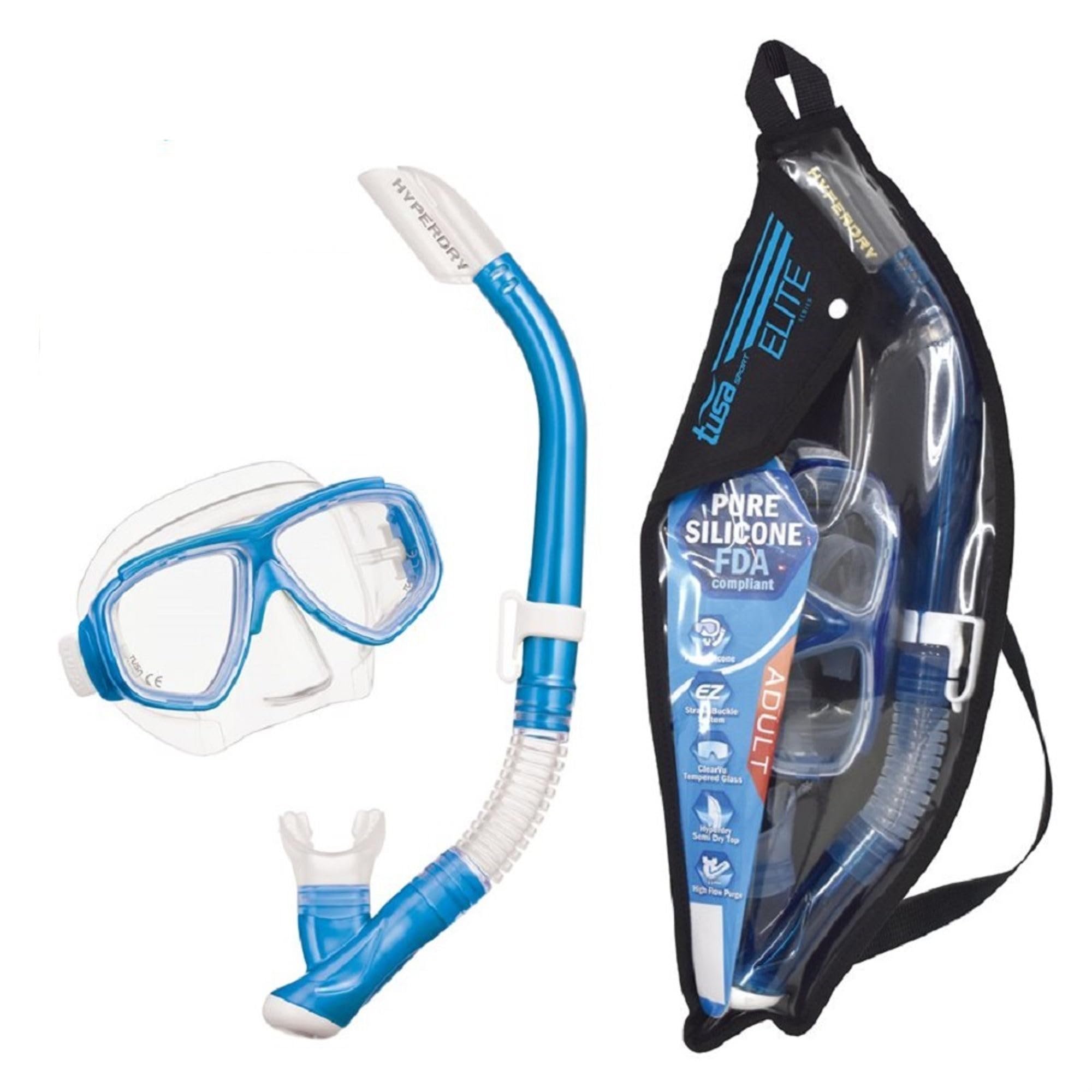 Tusa Sport Adult Splendive Mask and Snorkel Combo, Fishtail Blue