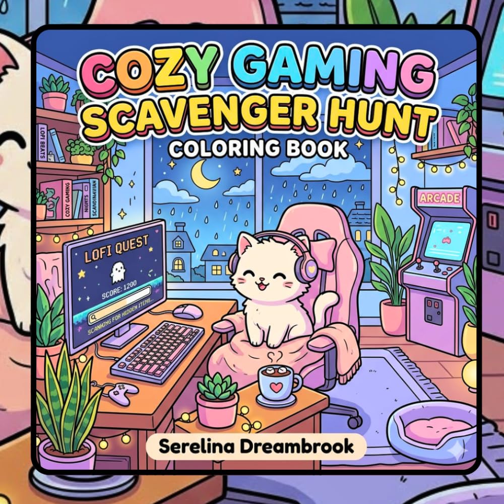 Cozy Gaming Scavenger Hunt Coloring Book