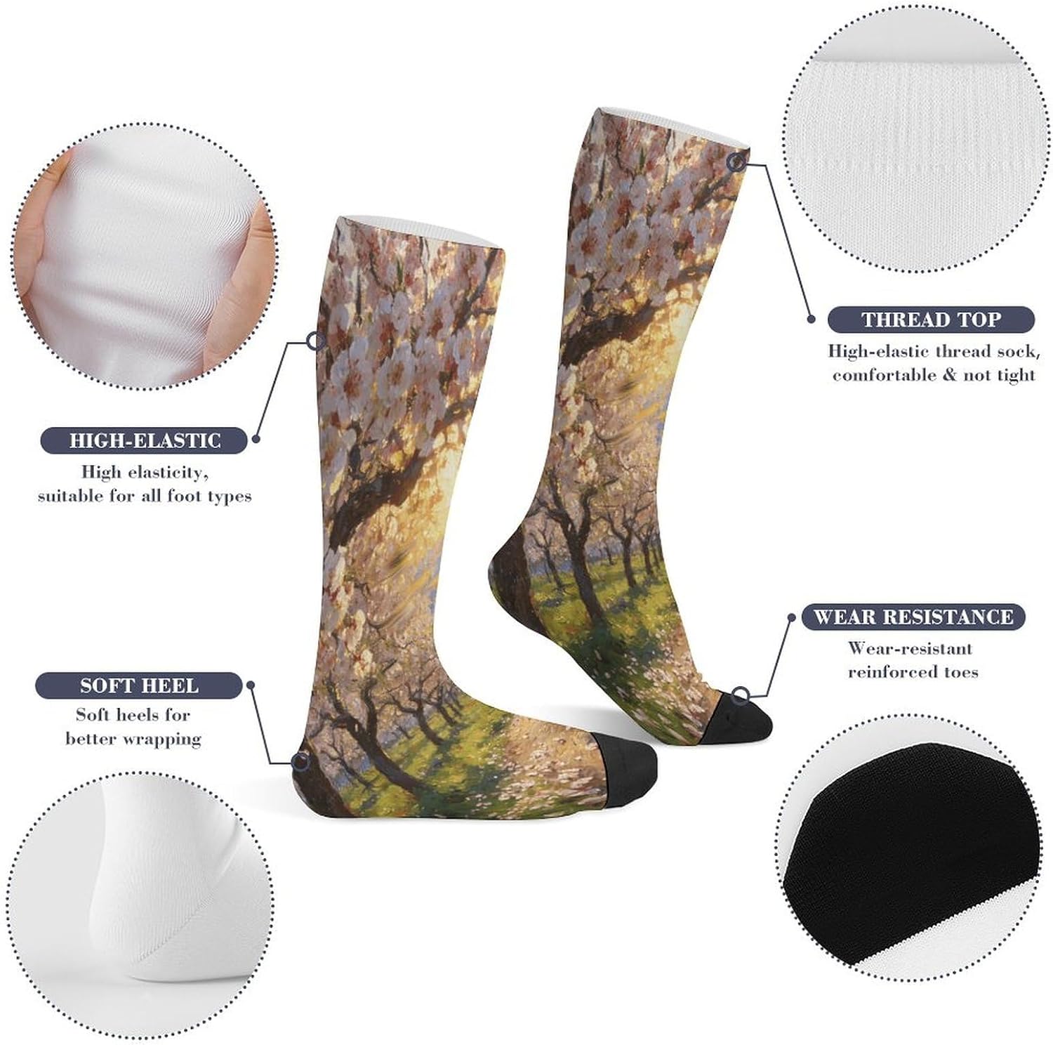 Apricot Orchard Cottage Crew Socks Calf Socks Athletic Crew Sock