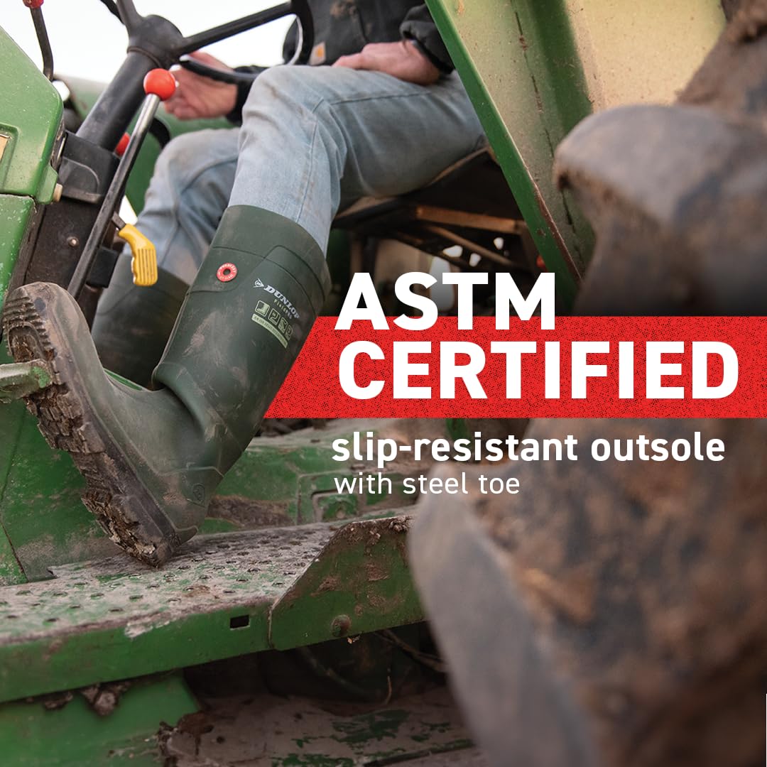 DUNLOP Purofort FieldPRO - Work boots for Men & Women - Waterproof Safety boots with Soft Toe - Chemical and Slip Resistant - Green/Black - Size 3-14 - Image 2