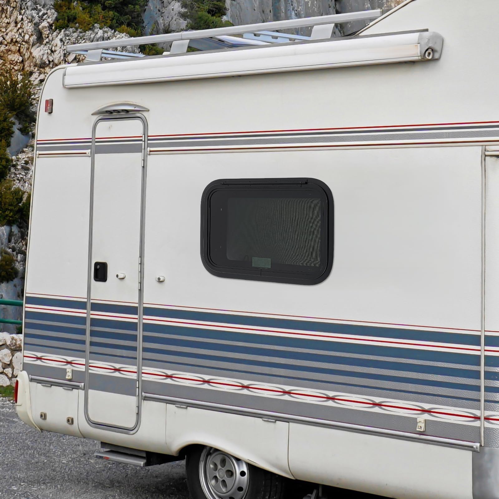 Ausstellfenster Wohnmobilfenster 60x40cm mit Fliegengitter für Wohnwagen | Gehärtetes Glas, Aluminiumrahmen, Push-Funktion & einfache Montage. Ideal für Wohnmobile, Camper, Vans und Anhänger