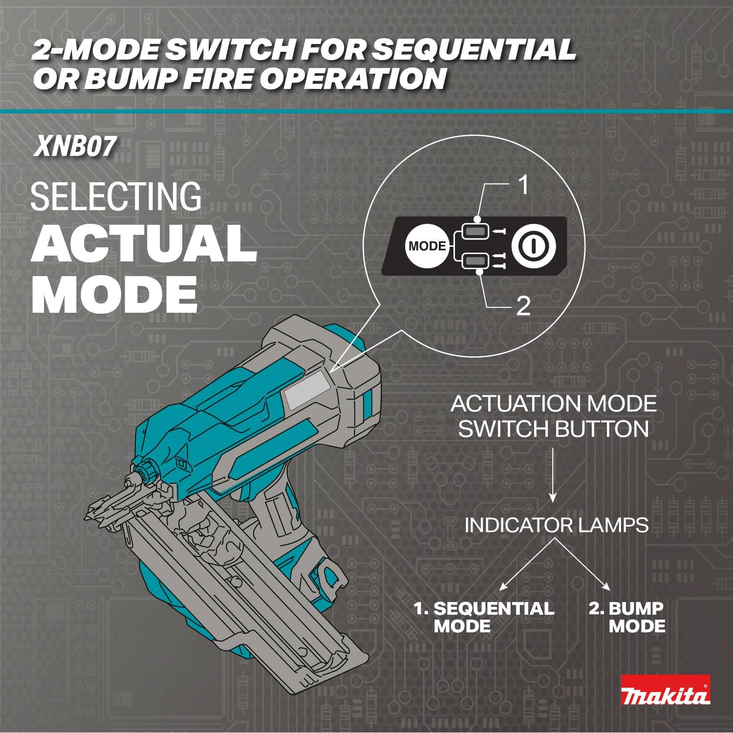 Makita XNB07Z 18 V LXT Lithium-Ion 30º Tête clipsée sans fil 8,9 cm Cloueuse d'encadrement Outil uniquement