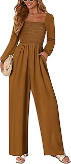 Jumpsuits for Women Dressy Casual One Piece Long Sleeve Wide Leg Long Pa...