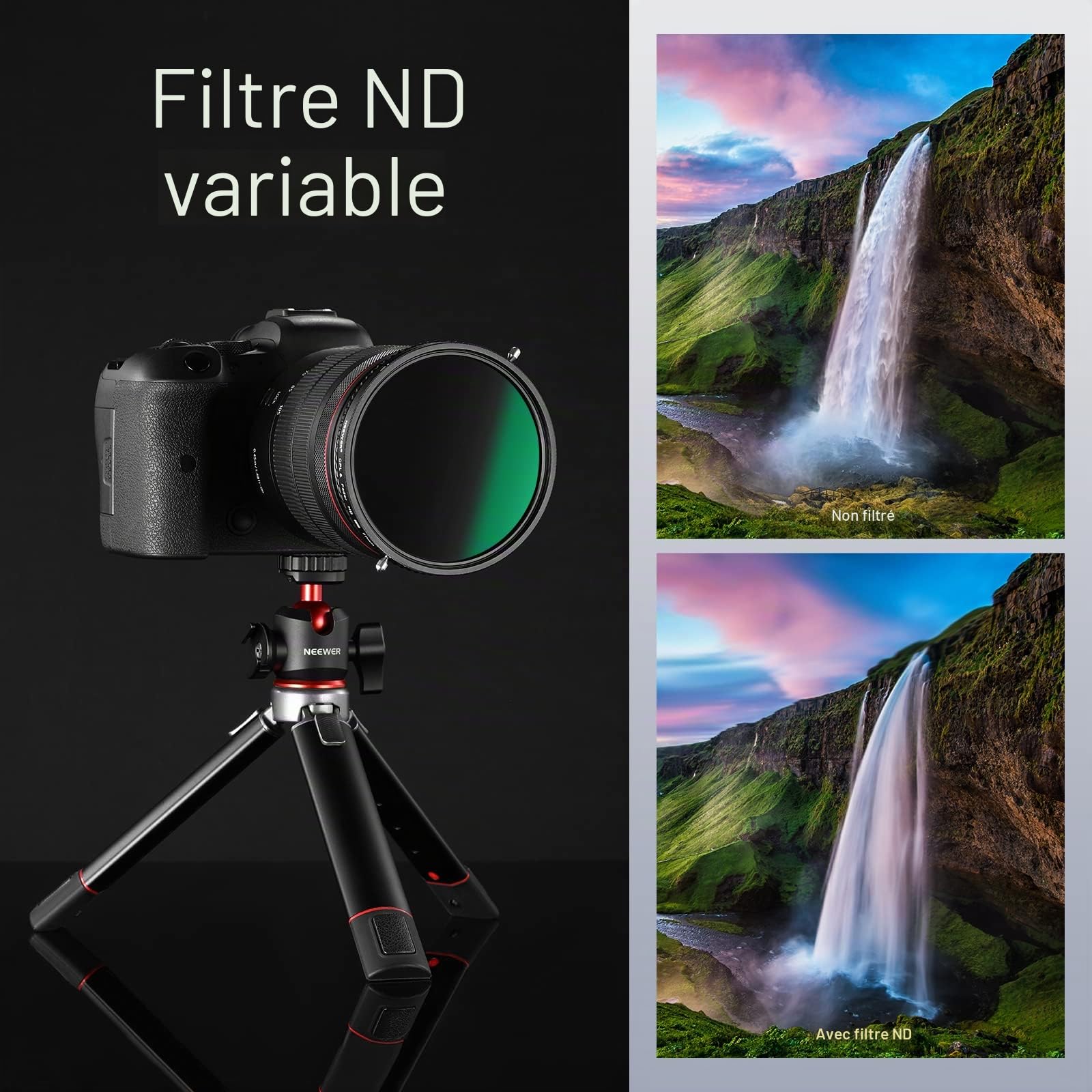 NEEWER 2 en 1 67mm Filtre ND variable ND2–ND32 et filtre CPL (polariseur circulaire) Sans croix en X / Revêtement nano 30 couches / Verre optique HD / Hydrofuge / Résistant aux rayures