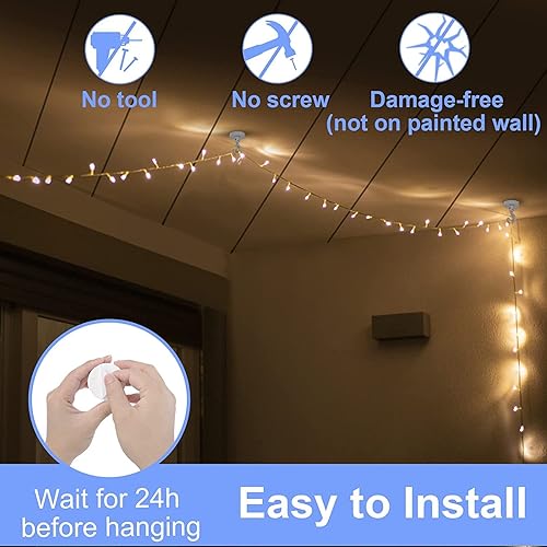 Miniatura 6 de 6 ganchos adhesivos de pared, sin daños sin agujeros de perforación Giratorios de techo 360180 ganchos montados para colgar plantas pequeñas,