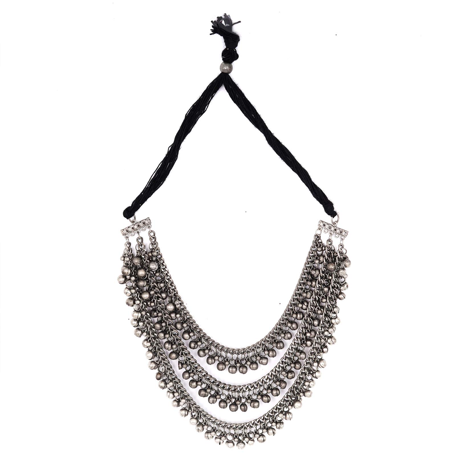 TEEJH Mauli Silver Oxidised Layered Necklace For Women (B08YN7DSX4) Amazon Price History, Amazon Price Tracker