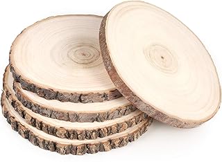 Pllieay 5 Pack 7-9 Inch Round Rustic Wood Slices for Weddings, Table Centerpieces and Other DIY Projects