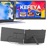 KEFEYA Extendeur d'écran portable, 14" FHD 1080P IPS Extendeur d'écran portable, moniteur portable pour ordinateurs portables 13-17" avec USB-C/HDMI Port, Plug n Jouer pour Windows/Mac/Android/Switch/PS5