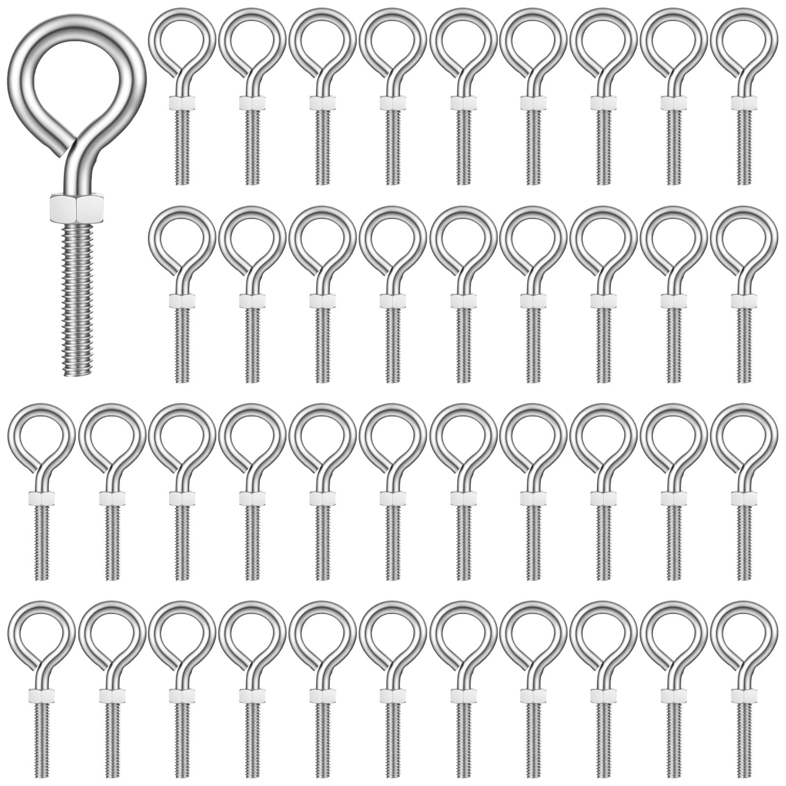 Confezione da 40 bulloni ad occhiello da 5/16-18 x 3-1/4 con dadi in acciaio zincato, ganci a vite per appendere, instradamento e ancoraggio dei cavi, hardware resistente per mobili fai da