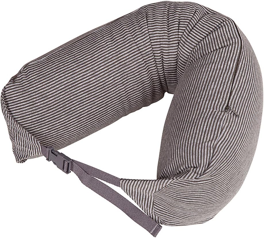 LBMUJI 【Counter Genuine】 MUJINeck Pillow Neck Pillow for Airplane Travel Neck Pillow for car Sofa Pillow U-Pillow (Specifications 16x67cm, Brown Gray Stripes)