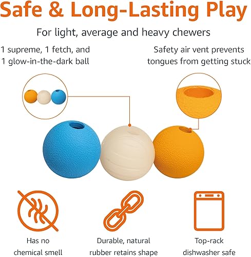 Miniatura 9 de Tienda Basics Supreme - Pelotas de goma para perros, 2.5 pulgadas, paquete de 3