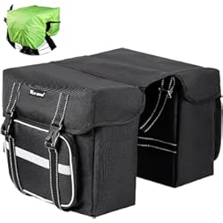 BAIGIO Alforjas para Portaequipajes de Bicicleta, Bolsa Alforja Trasera para Bicicletas MTB Bicicleta Carretera Bolsas Sillines Bolsa de Ciclismo con Doble Bolsa Lateral para Asiento Trasero (Negro)