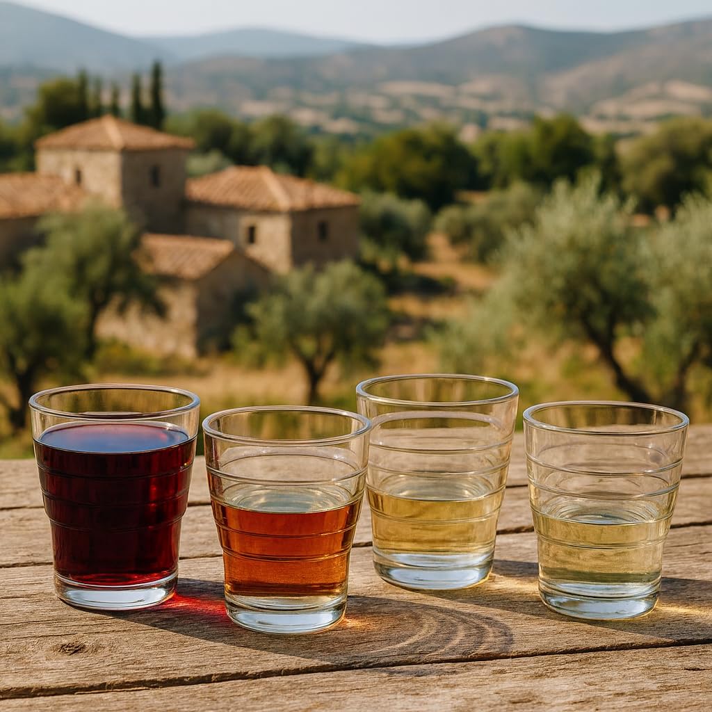 Authentische griechische Taverna Weinglas ohne Stiel, 4-teiliges Geschenkbox-Set