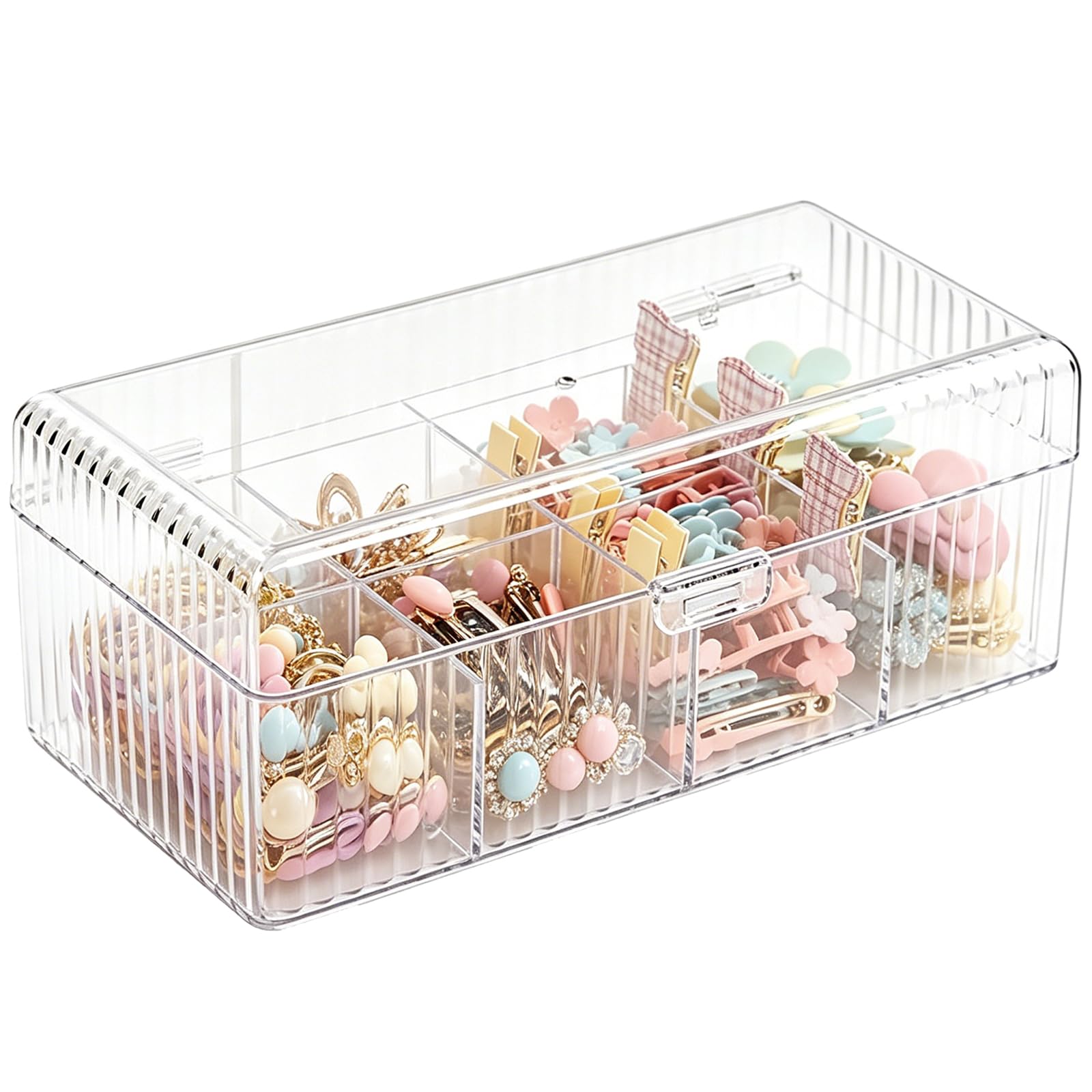 Clear Acrylic Claw Clip Organizer, Stackable Flip-Top Hair Accessories Organizer, Dustproof Vanity Storage Box and Hair Clip Organizer for Girls-image-10