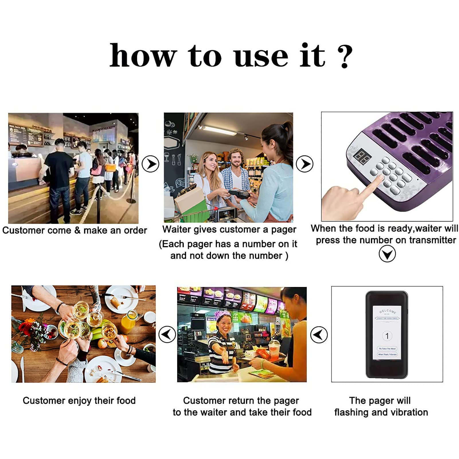 Restaurant Pager System, Buzzer Wireless Calling System to Maintain