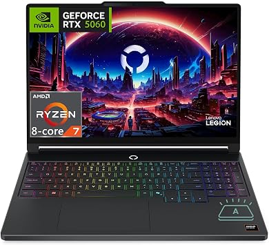 Lenovo Legion 5a AI Gaming Laptop, AMD Ryzen 7 250, GeForce RTX 5060 | 15.3" WQXGA 2560x1600 165Hz OLED Display, 16GB DDR5, 1TB SSD, Wi-Fi 7, Ethernet, HDMI, USB-C, RGB Backlit, Win 11 Home