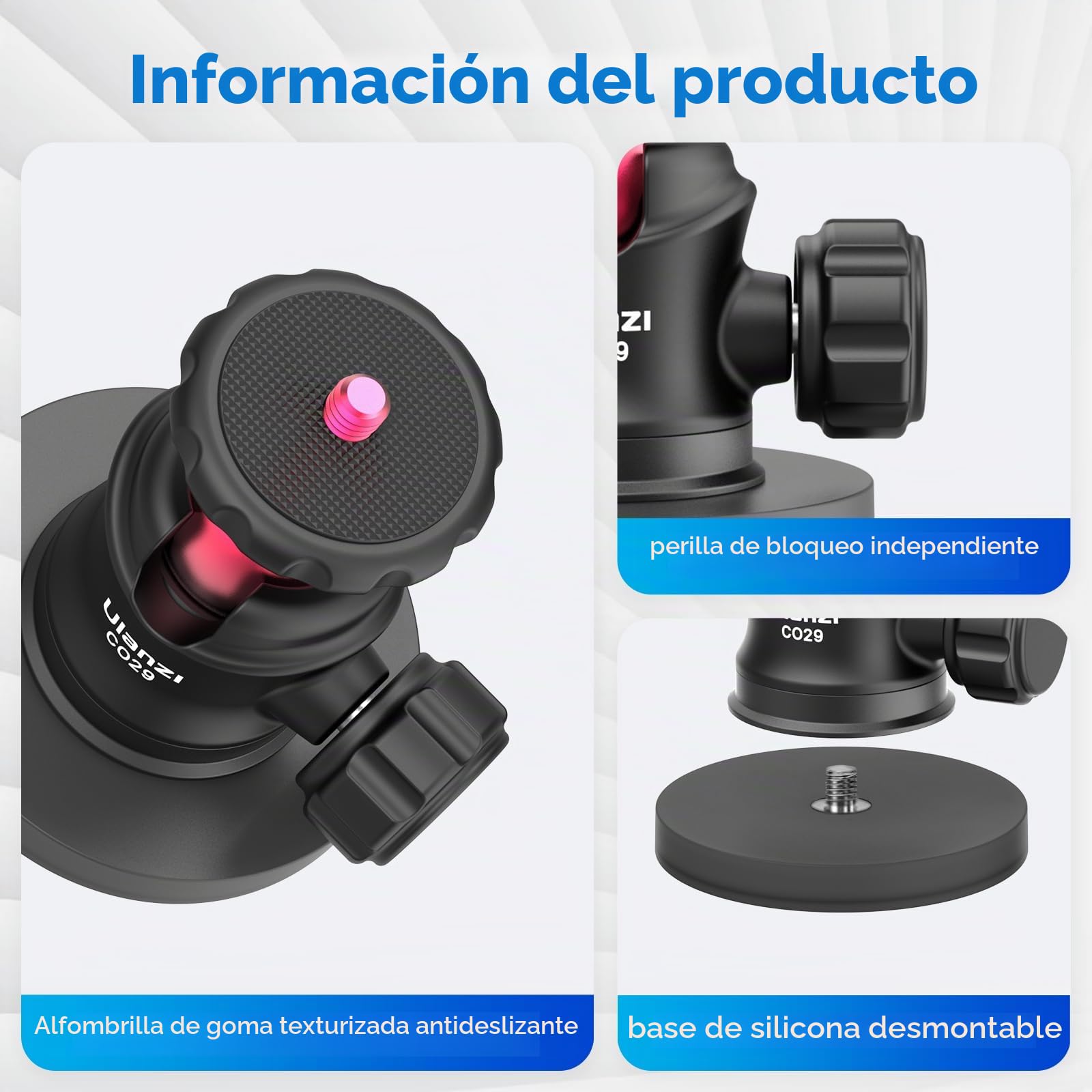 ULANZI Soporte magnético para cámara de acción, fuerte soporte magnético con cabezal de bola de rotación de 360° y 6 imanes integrados, compatible con GoPro Hero 13/12/11/10, DJI Osmo Action Osmo Nano