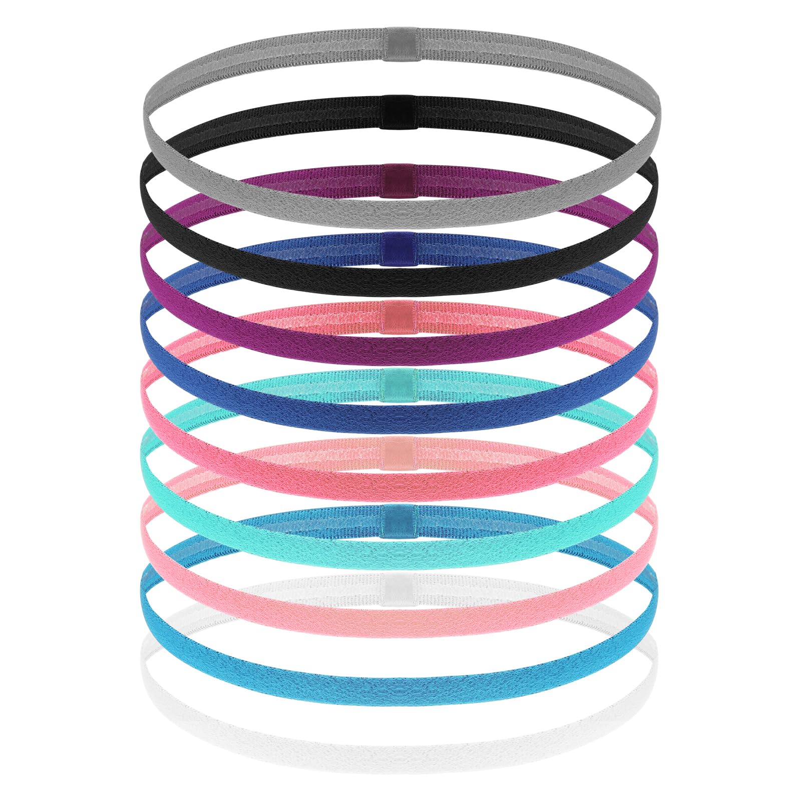 Gjinxi Head Bands 9 Pcs Thin Elastic Headbands Non Slip Headbands for Women Stretchy Headband Kerchief Hair Ties Skinny Hair Bands for Men Multicolor Tight Sports Headband for Football Running
