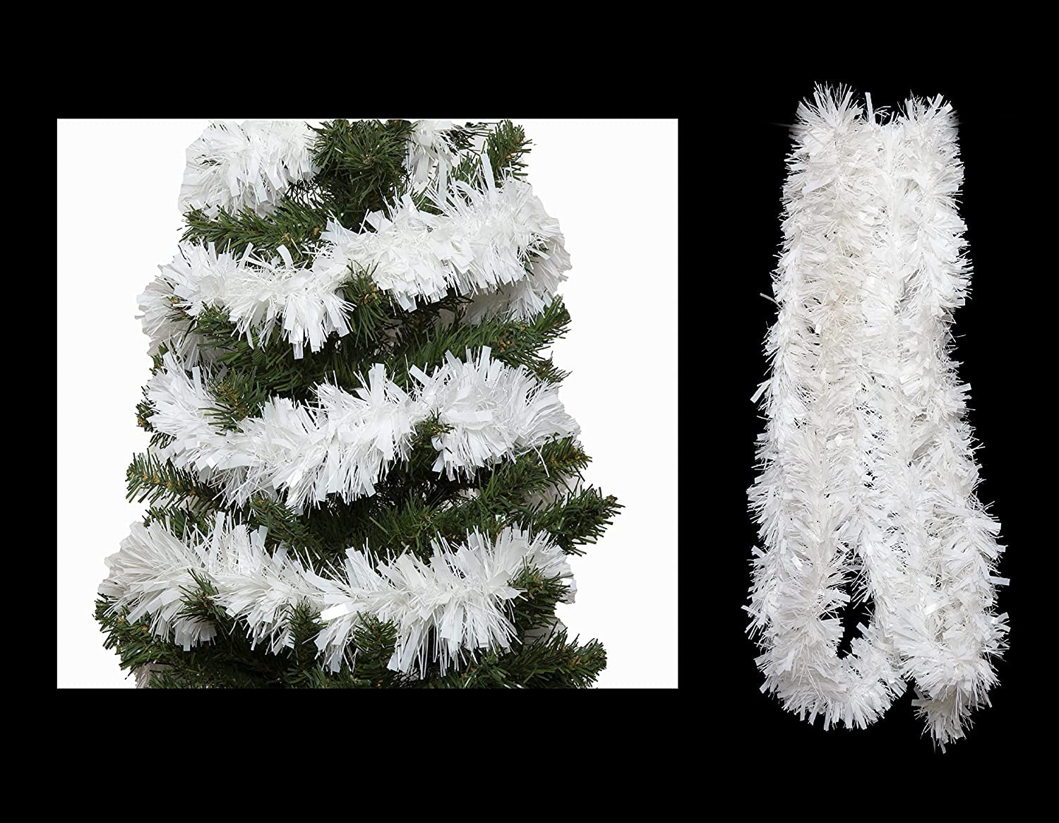 UKDeals direct ® 4m Metre Chunky/Fine Christmas Tinsel - Christmas Decoration Tinsel (White), 4mtr