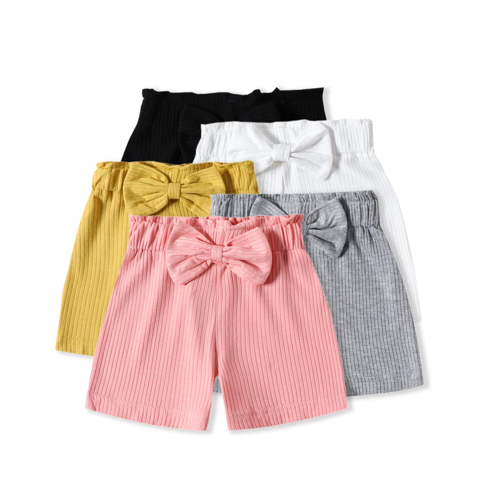 XanbixUnisex Toddler Baby Shorts Ruffle Fleece Cotton Flare Short 5-Pack in Grey White Black Yellow and Pink