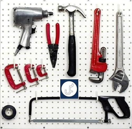 Miniatura 2 de WallPeg Ganchos para tablero de clavijas, 50 unidades, color blanco, Flex-Lock estilo J para organizador de herramientas de tablero perforado, AM
