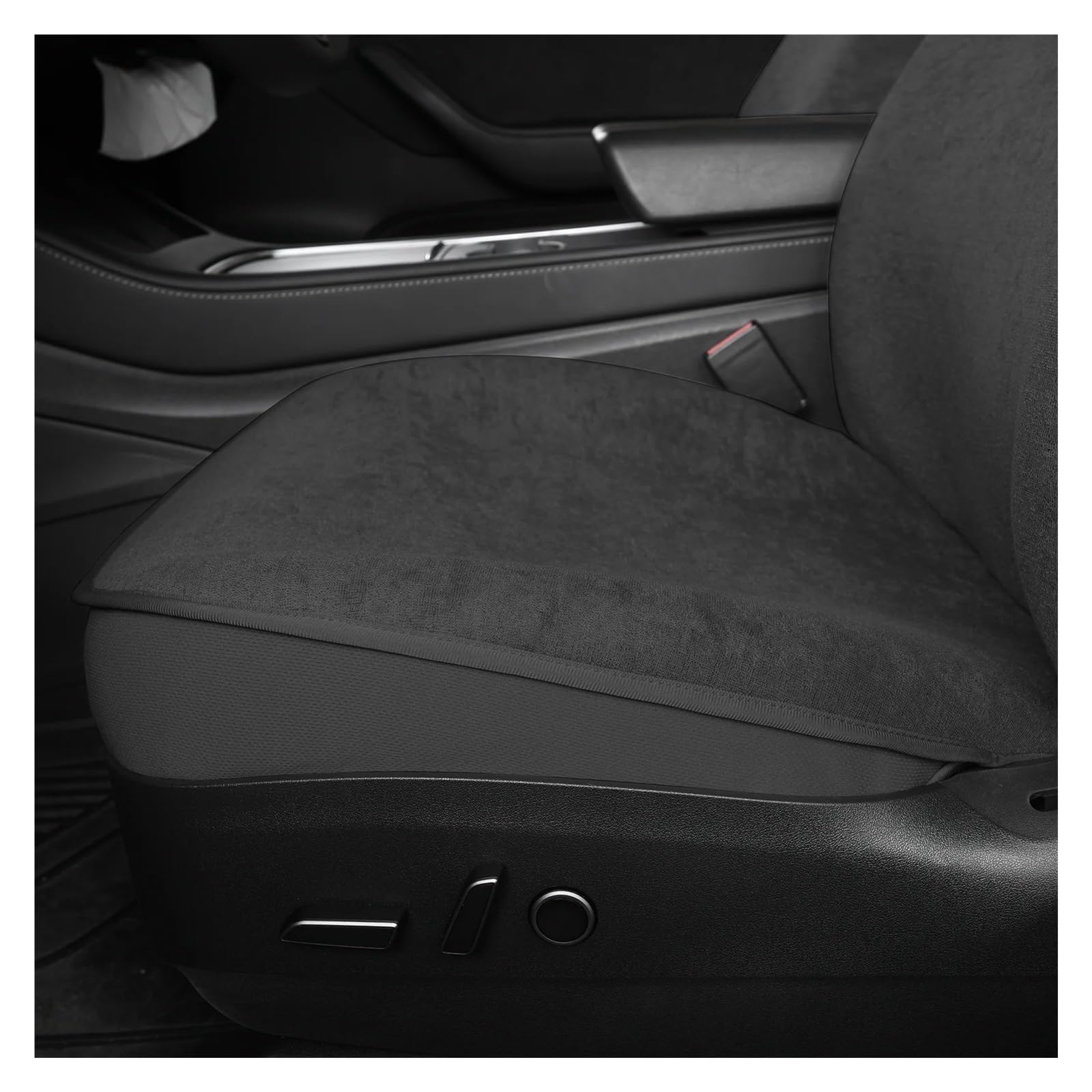 Für Tesla Für Model 3 / Y Sitzbezug Vordersitze Bezug Polyesterfaser Frühling Sommer Weiß/Schwarz 4mm Dick Vordersitze Schonbezug(Black 2pcs)