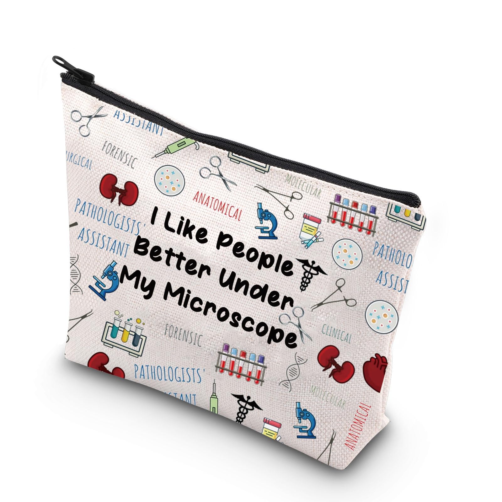 JNIAP Pathologists Makeup Bag Pathologist Assistant Gifts I Like People Better Under My Microscope Pathologist Doctor Gifts Pathology Tech Gifts (Under My Microscope)