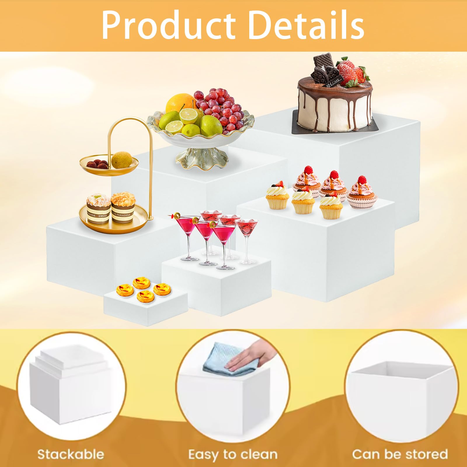 6 Paquetes Soporte para Tartas, Soporte Exhibición de Alimentos para Buffet, Estantes Expositor Donuts, Mesa Dulce Accesorios para Bodas/Fiestas/Eventos Caja de Almacenamiento para Joyas, Cosméticos