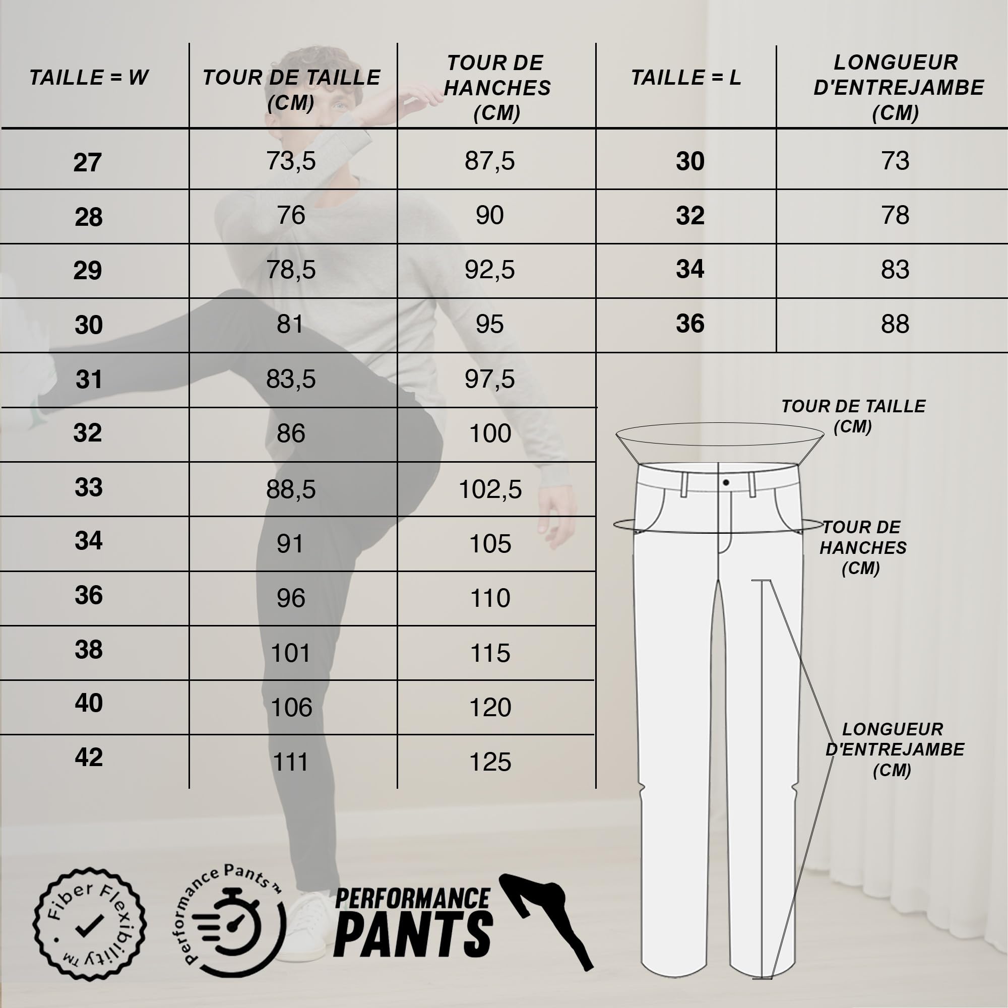 Performance Pants Homme - Pantalon Chino Stretch Slim Fit avec Tissu 360° - Élégant et Confortable pour Travail, Loisirs, Voyage et Golf - Toucher Doux