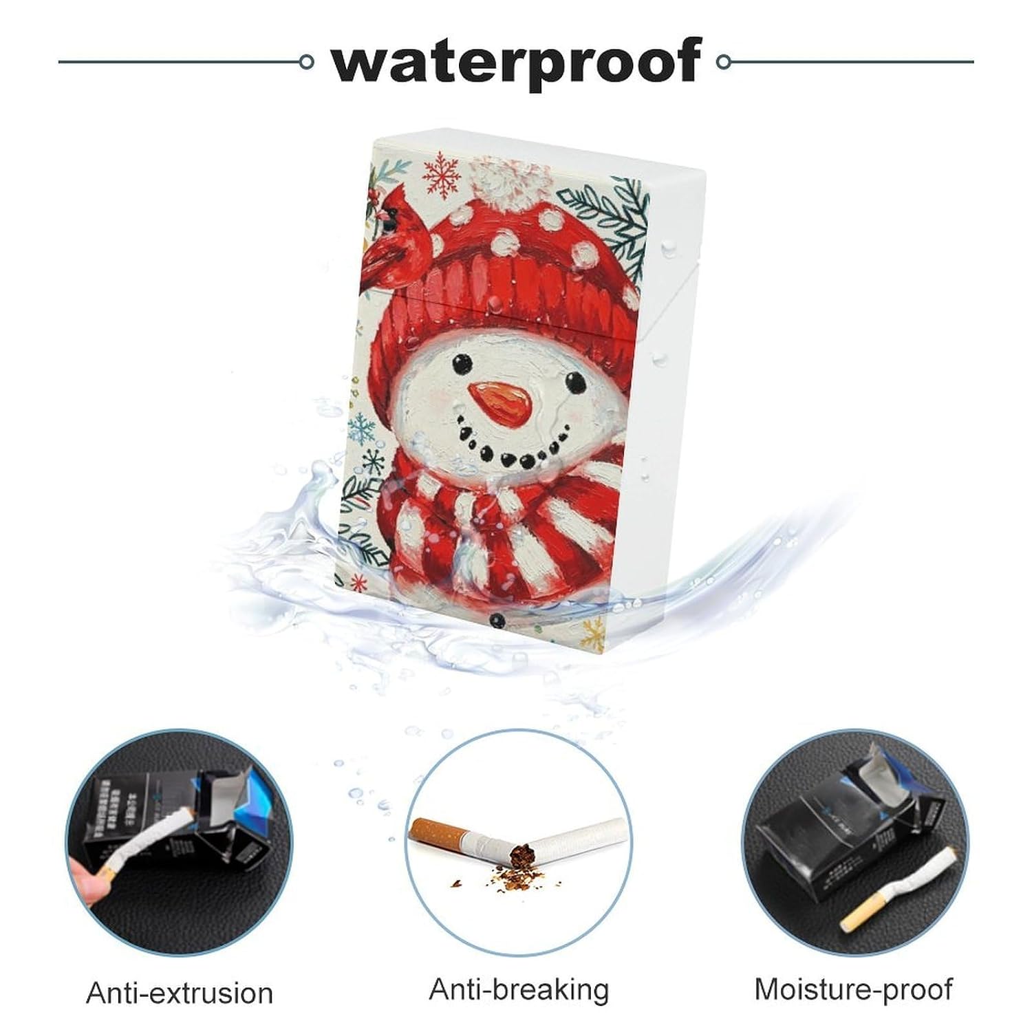 Christmas Snowman Plastic Cigarette Case King Size for Men Women image 3