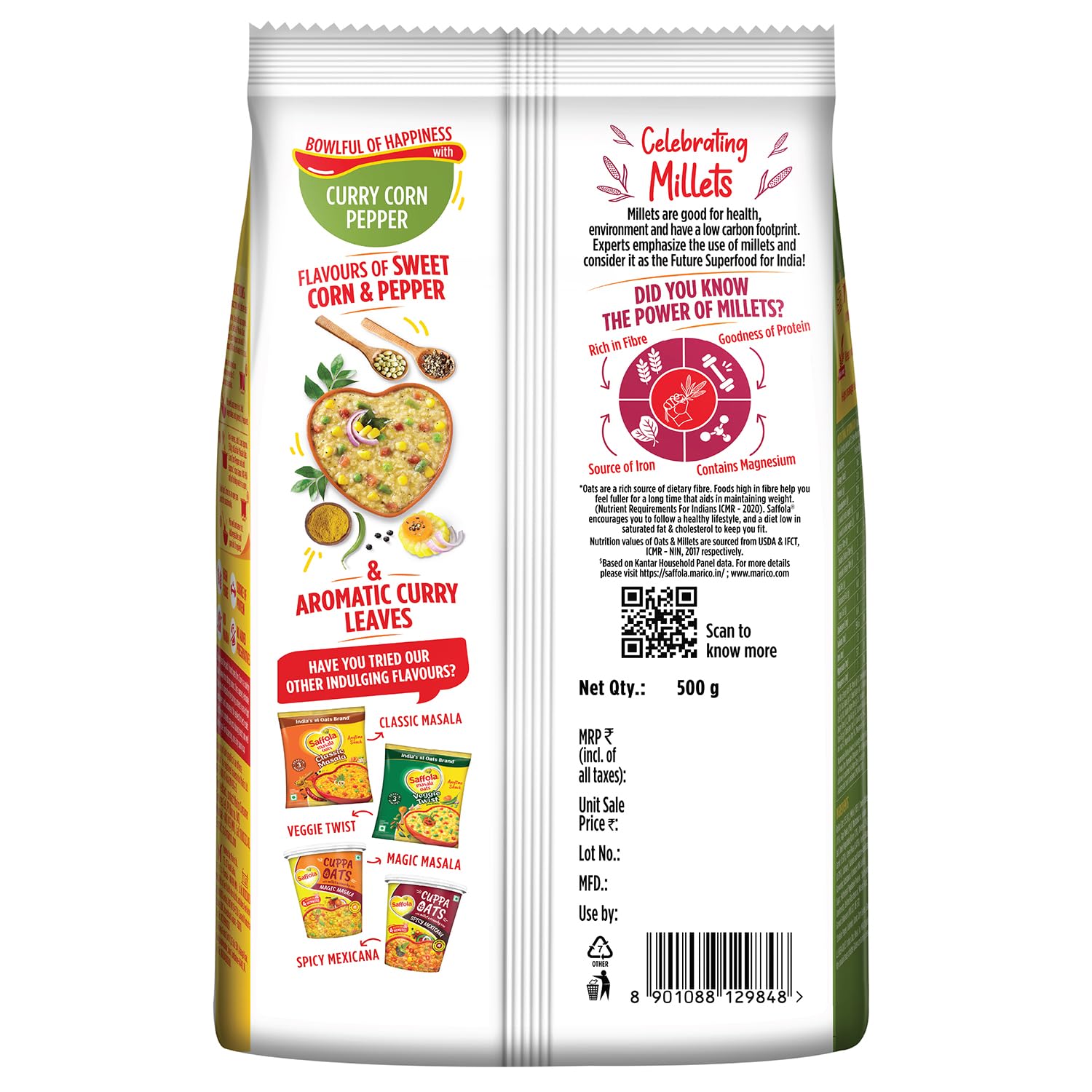 Saffola Maslal Oats - Curry & Pepper - 400g -Export Pack