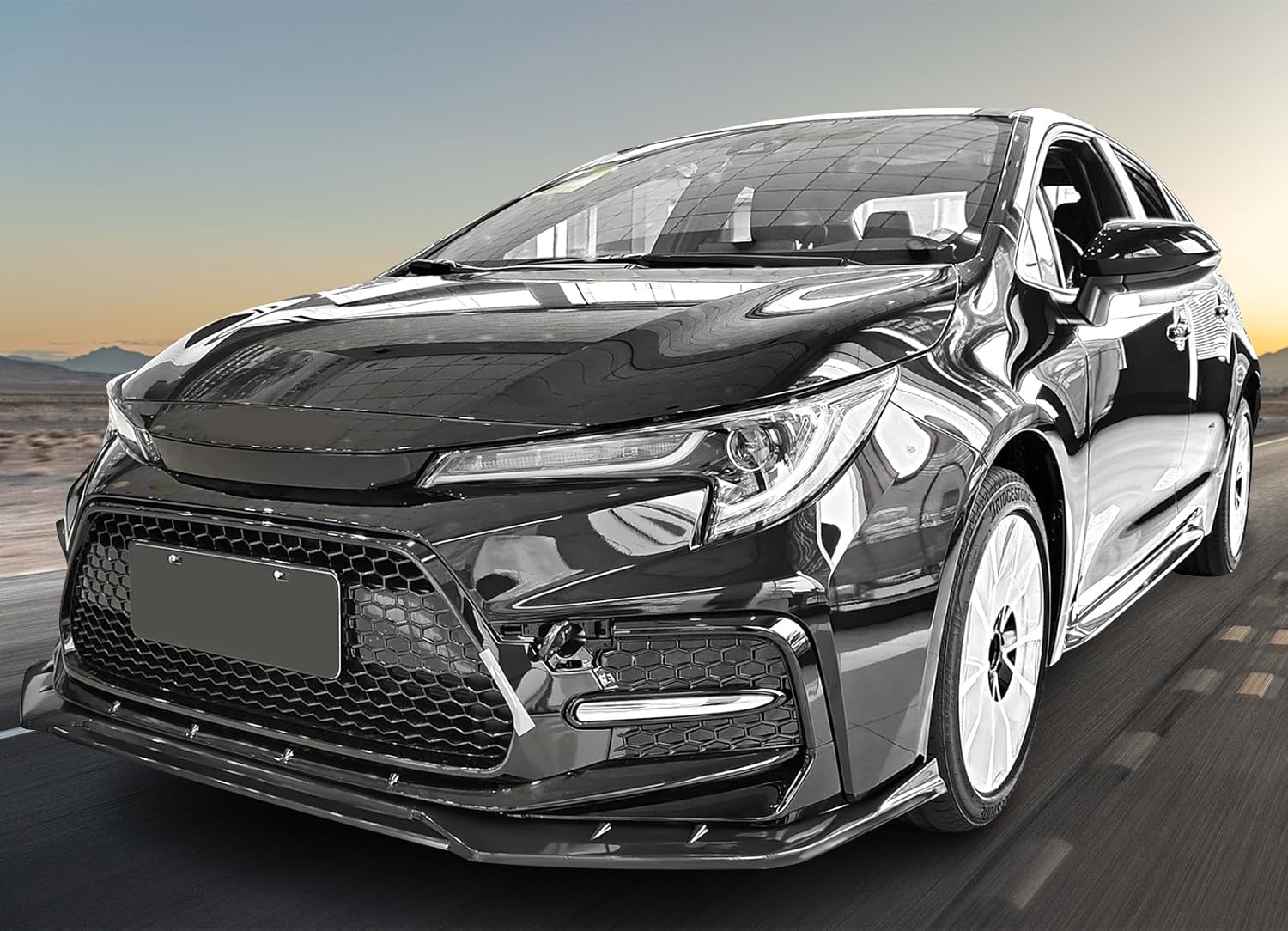 IKON MOTORSPORTS, Front Bumper Lip Compatible with 2020-2024 Toyota Corolla SE XSE 4-Door Sedan, Gloss Black 3PC PP Polypropylene IKON Style Front Lip Lower Chin Spoiler Splitter