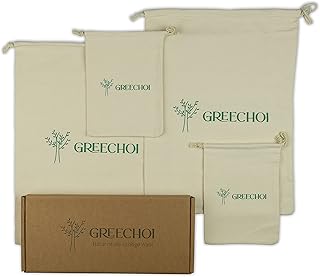 GREECHOI Bread Bag Set of 4 Reusable Bread Bags for Fresh Bread Bread Bread Bag with Drawstring Bread Storage Potato Storage Two Small Bags Free