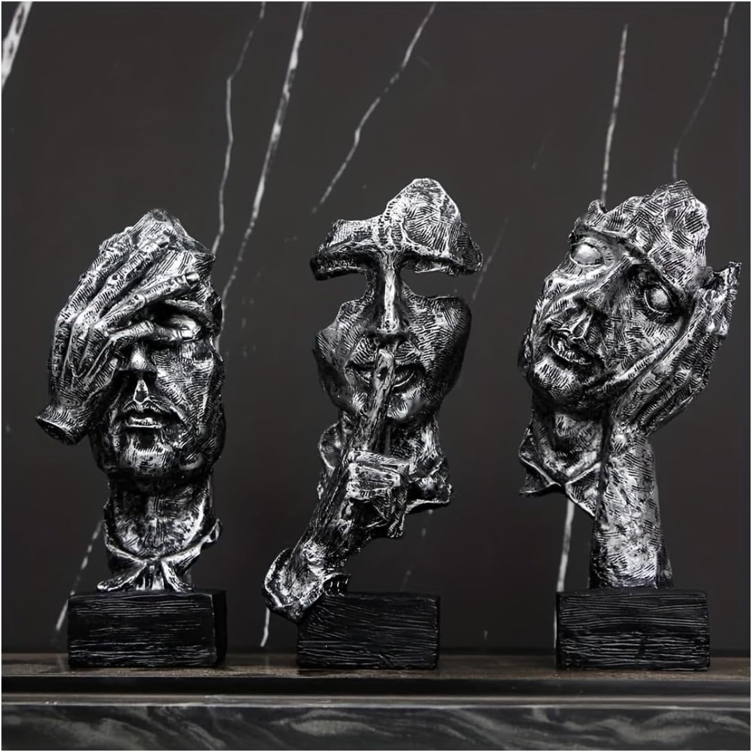 3pcs Statue Abstract and Creative Desk Decorations, Hand & Face Statues and Sculptures for Home Living Room Decor Best Gift